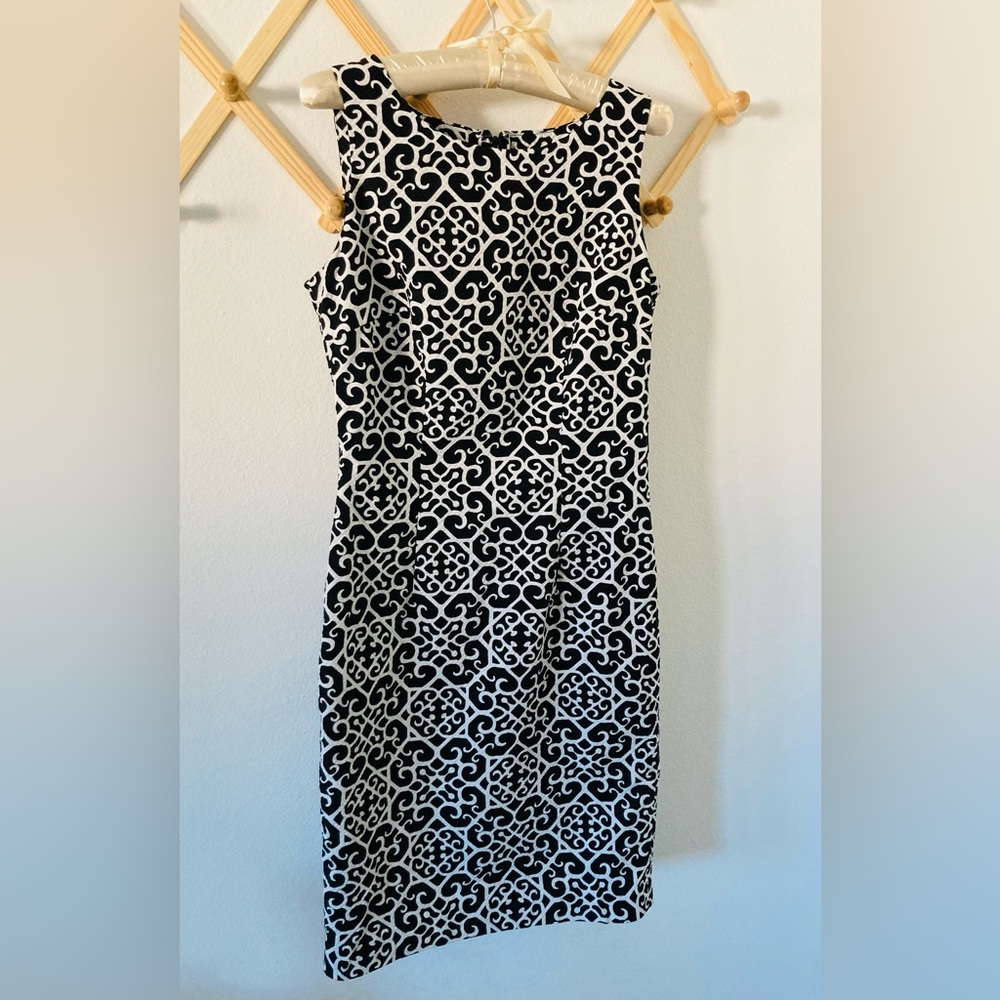 Vintage Style Black & White Print Dress - Charter Club